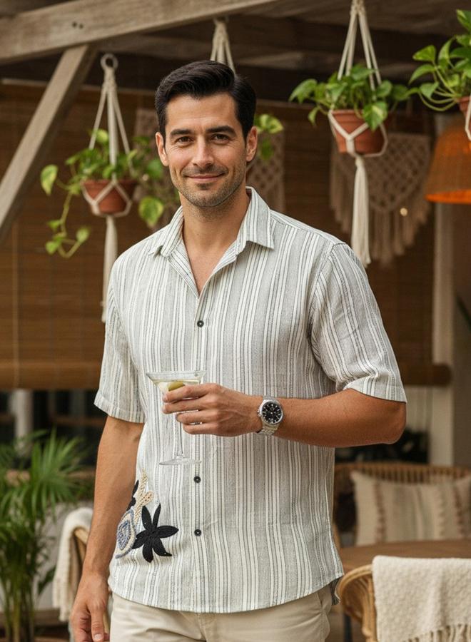 TRULOOM Men Striped Relaxed Fit Cotton Shirt - Image 2